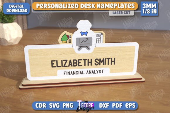 Desk Nameplate Laser Cut — SVG, DXF, EPS, PNG & PDF