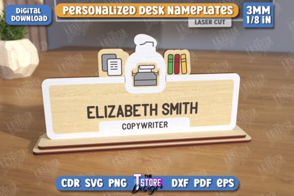 Laser-Cut Desk Nameplate SVG & DXF File Pack