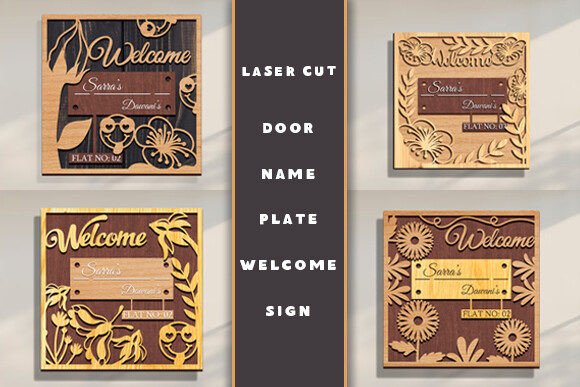 Laser Cut Door Name Plate SVG & CAD Bundle