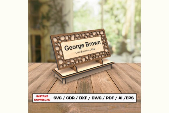 Desk Nameplate Laser Cut File SVG & DXF for 3mm
