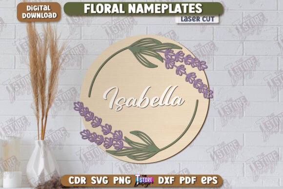 Floral Laser-Cut Nameplate Wall Sign