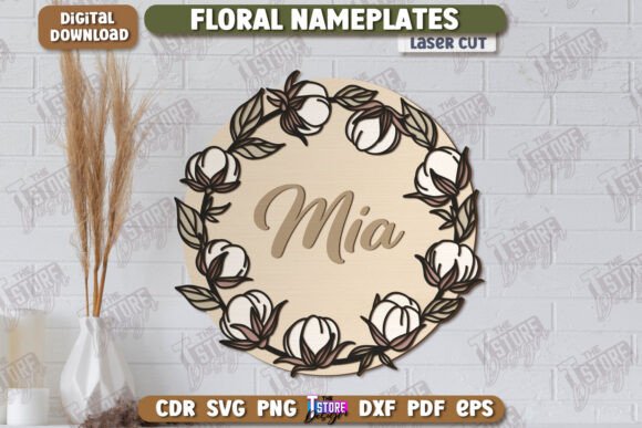 Floral Laser-Cut Wall Nameplate