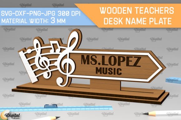 Laser-Cut Music Desk Name Plate SVG Set
