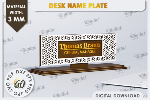 3D Wooden Desk Name Plate Laser Cut SVG Files