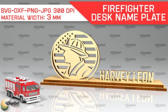 Badge-Style Desk Name Plate Laser Cut Design