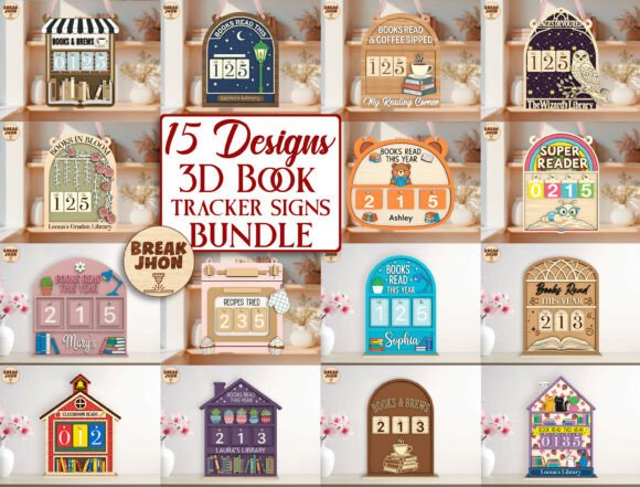 Reading Tracker SVG Bundle — 15 Layered Designs