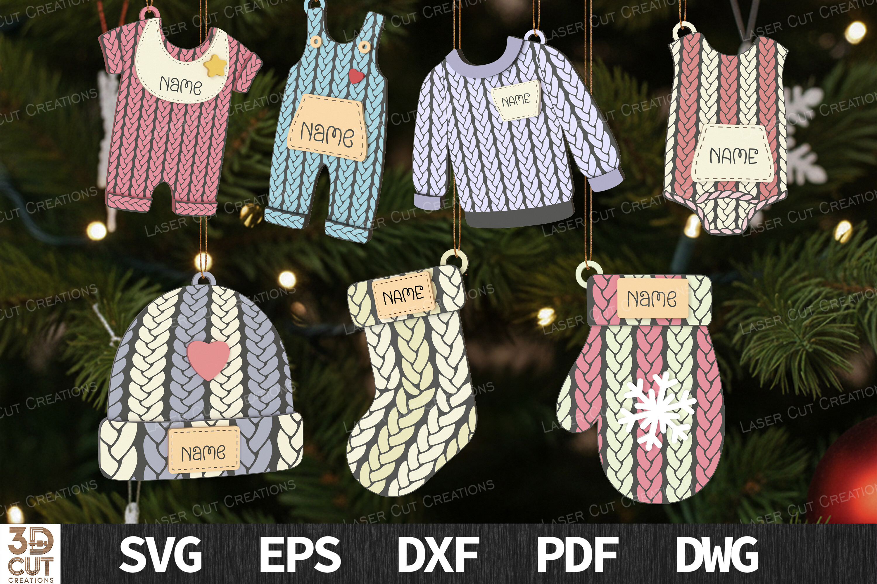 Knitted Clothing Ornament SVG Bundle