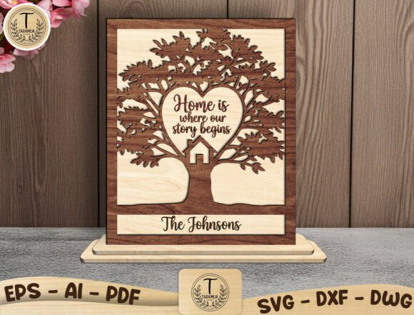 Family Tree Layered Wood Sign SVG
