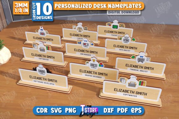 Desk Nameplates Laser Cut Bundle - CNC Files