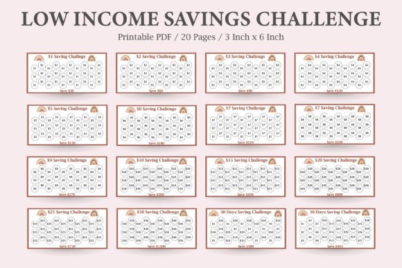 A6 Savings Challenge Bundle Printable Trackers