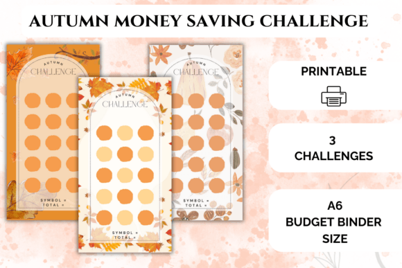Autumn Money Saving Challenges Printable Tracker Set