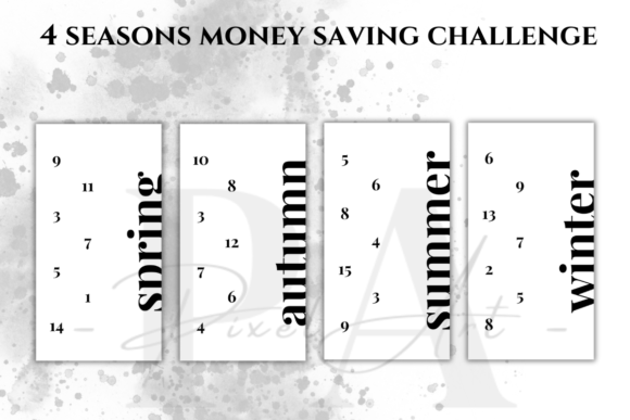 4 Seasons Money Saving Challenge PDF for A6 Cash Binder