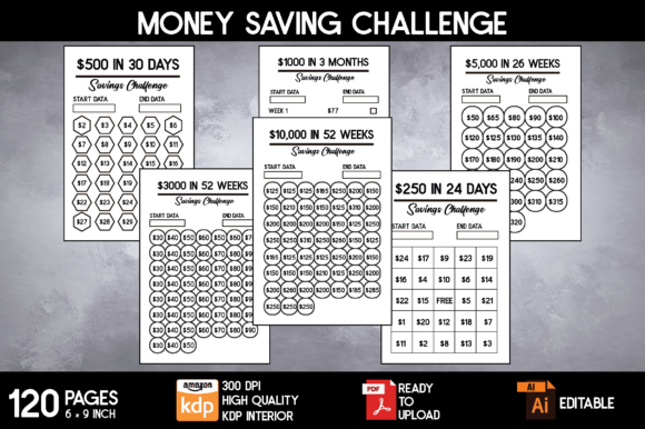 Money Saving Challenge Tracker Notebook
