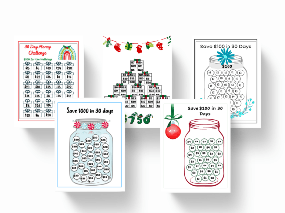 Holiday Money Challenge Savings Trackers