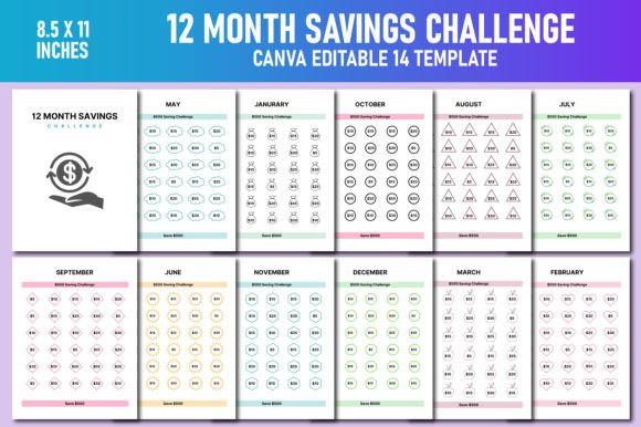 12-Month Savings Challenge Canva Template