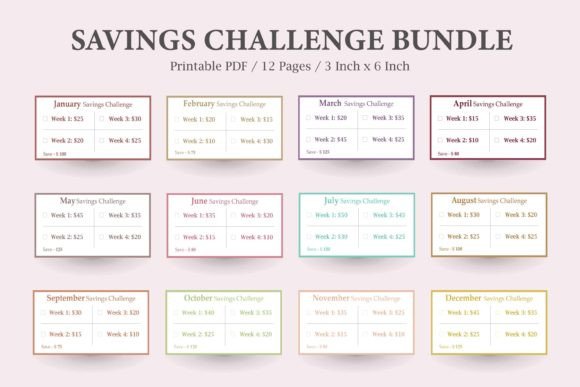 Low Income Savings Challenge Bundle A6 Mini Savings Trackers