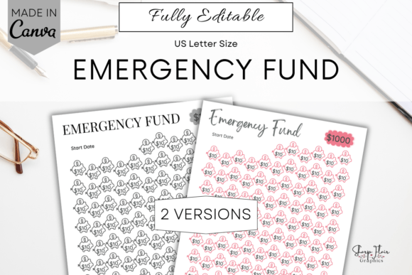 Emergency Fund Savings Tracker Canva Template