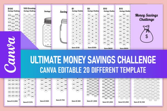Ultimate Money Savings Challenge Canva Template Pack