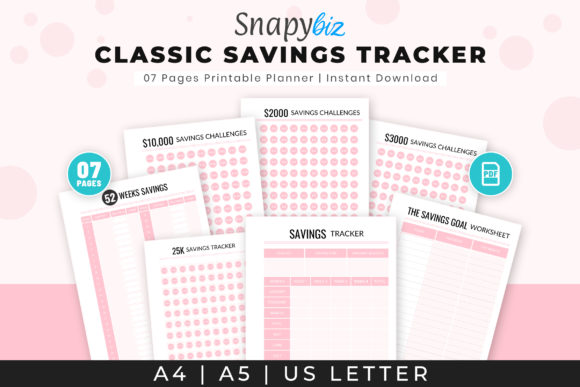 Classic Savings Tracker Printable Set