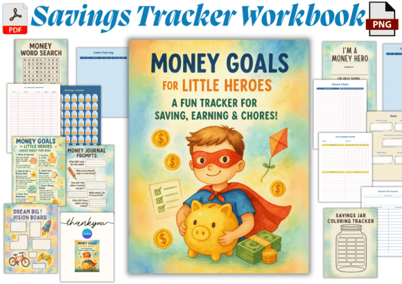 Watercolor Savings Tracker Printable Workbook