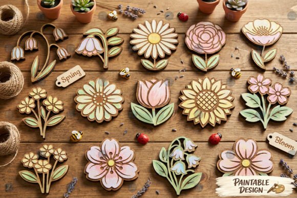 Spring Flower Laser Cut Craft Bundle
