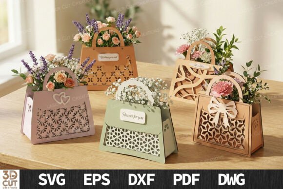Floral Handbag Display Box SVG Set