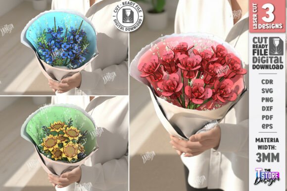 Laser Cut Flower Bouquet Bundle