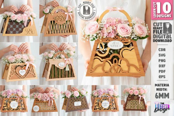 Ornate Flower Basket Laser Cut Designs