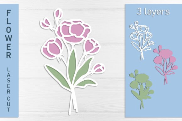 Peony Bouquet Laser Cut SVG Files