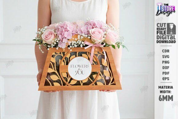 Ornate Floral Gift Basket SVG