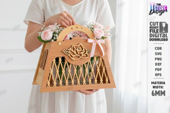 Ornate Floral Gift Basket SVG