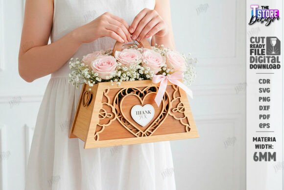 Decorative Wooden Flower Basket SVG