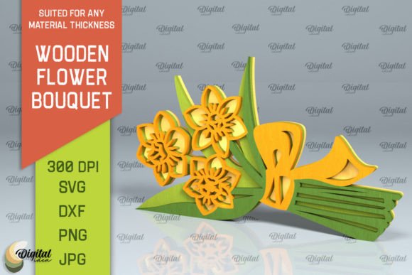 Digital Wooden Flower Bouquet Designs