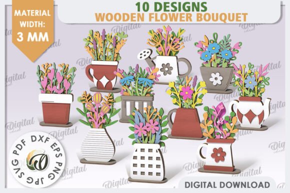 3D Wooden Flower Bouquet Craft Set