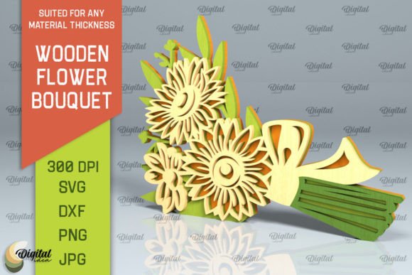 Digital Wooden Flower Bouquet Design