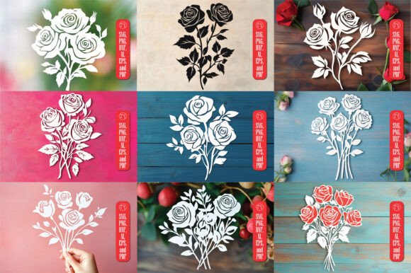 Elegant Rose Bouquet SVG Craft File