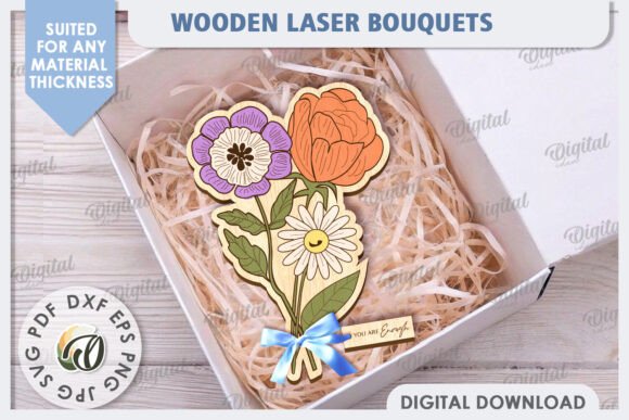 Wooden Bouquet Laser Cut Design