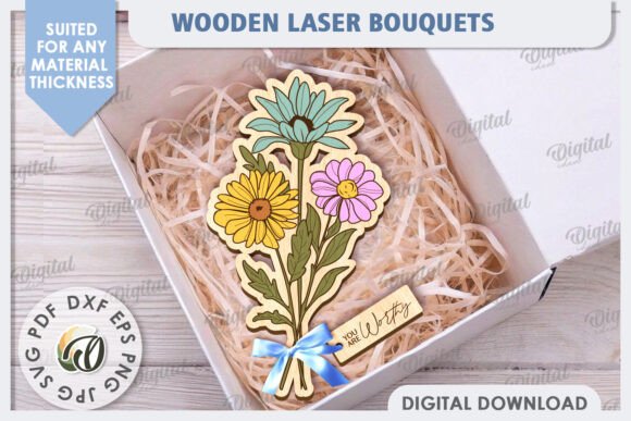 Laser Cut Wooden Bouquet Design