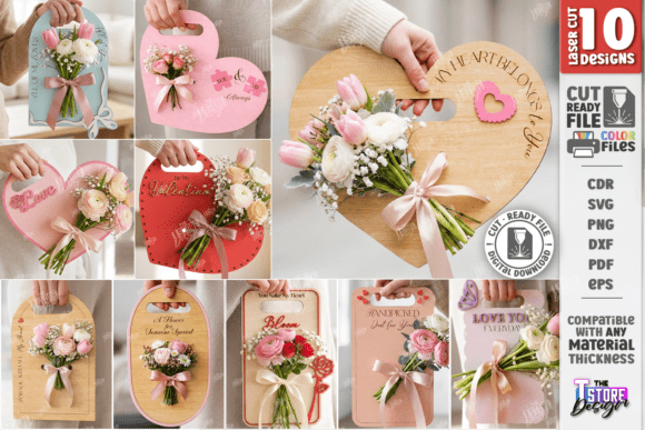 Valentine Flower Holder Laser Cut Bundle