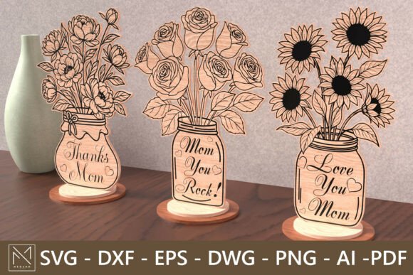 Laser Cut Floral Vase SVG Designs