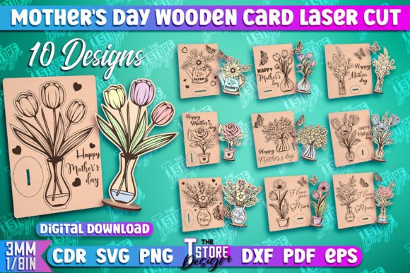 Mother's Day Flower Design Wooden Card