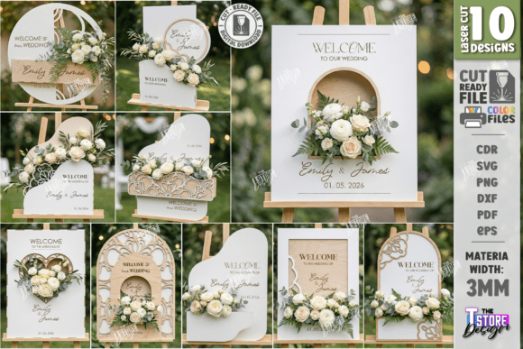 3D Floral Wedding Signage SVG Bundle