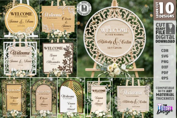 Elegant Wedding Welcome Sign Laser Cut Files