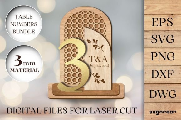 Rattan Laser Cut Wedding Table Numbers
