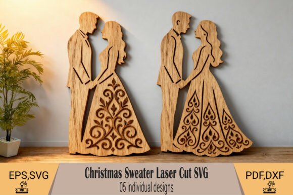 Elegant Laser Cut Wedding Couple Silhouettes