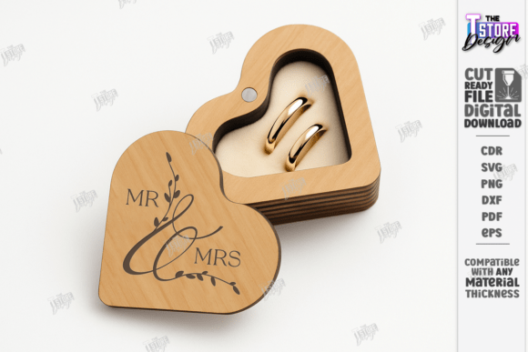 Elegant Wedding Ring Box with Laser Cut Design