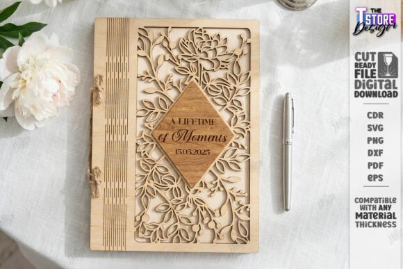Elegant Wedding Guest Book Laser Cut Design