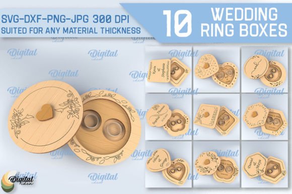 Creative 3D Laser Cut Wedding Ring Box Designs