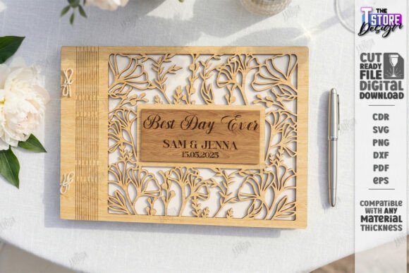 Elegant Laser Cut Floral Wedding Guest Book
