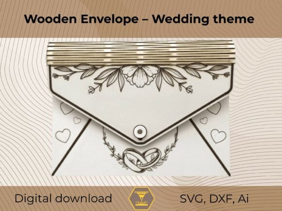Laser Cut Wooden Wedding Envelope